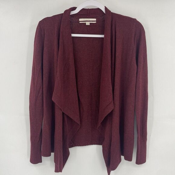 Ann Taylor Loft Petite Kimono Cardigan Wool Sweater Women SP Maroon Long Sleeve - Picture 1 of 9